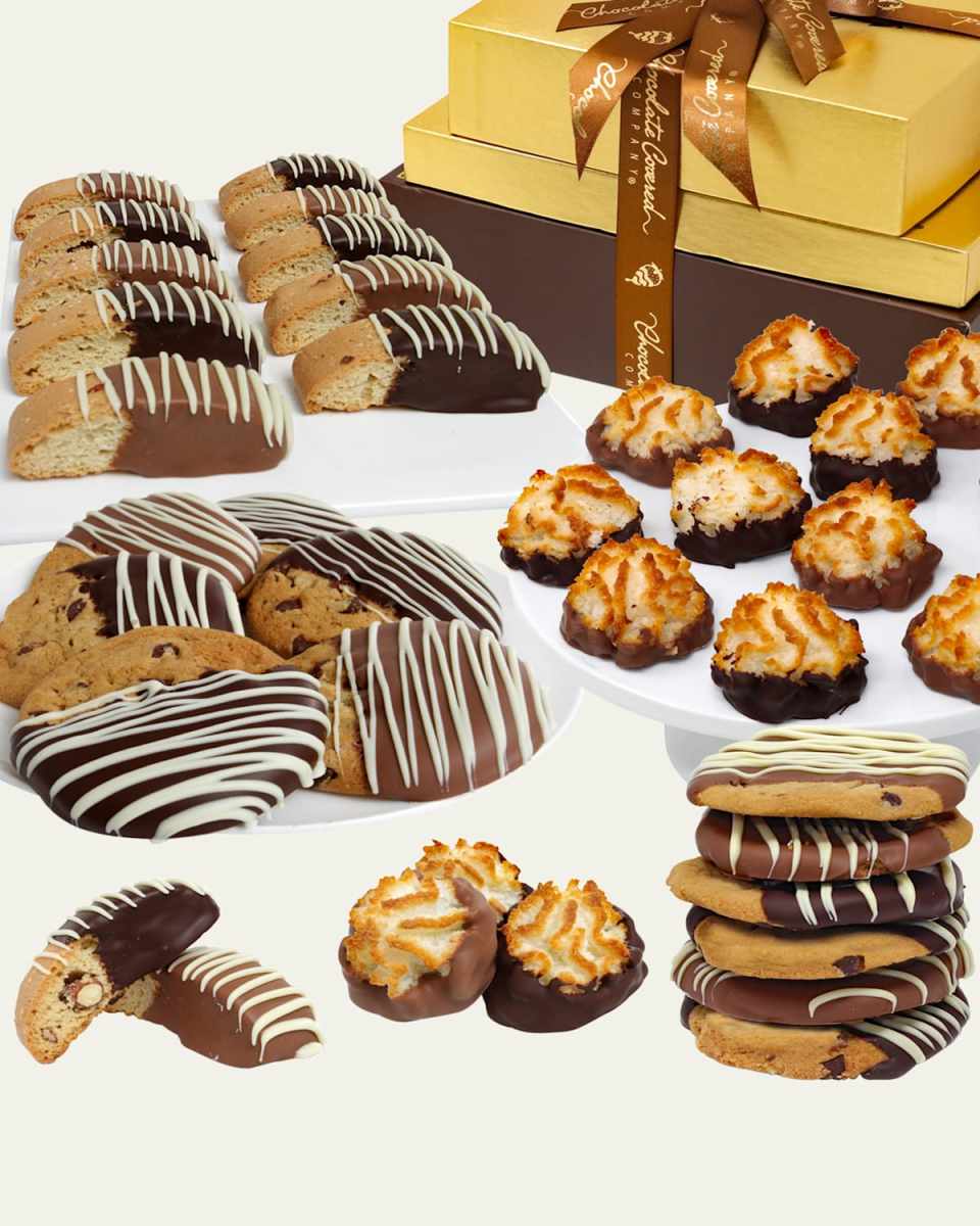Belgian Chocolate Dipped Cookie Tower